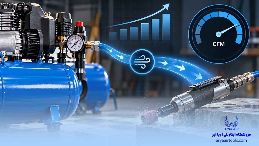 رابطه دبی کمپرسور و مصرف هوای سوهان بادی
